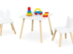 relaxdays Kindersitzgruppe Kaninchenohren Weiss; Hellbraun