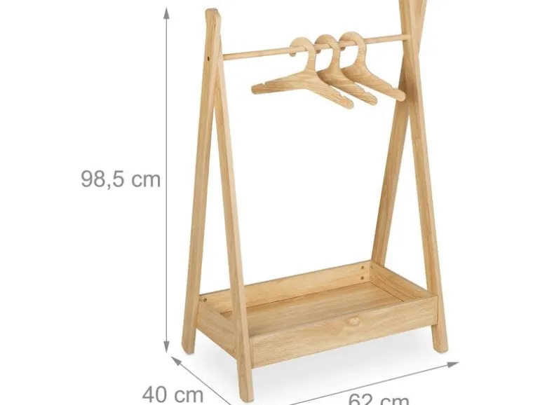 relaxdays Kleiderständer für Kinder 64.5 x 99 cm, Braun