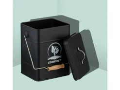 relaxdays Komposteimer mit Geruchsfilter, 6 l, Schwarz/Silber