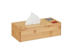 relaxdays Kosmetiktücherbox Hellbraun, Bambus