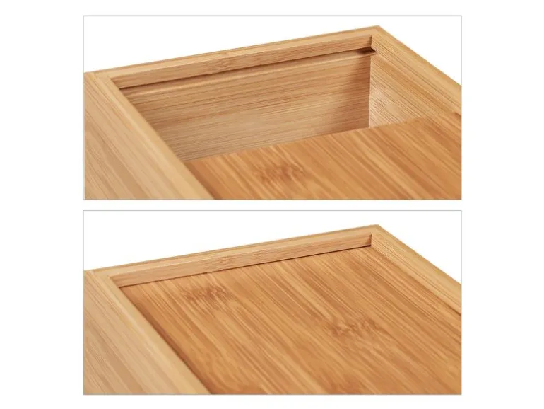 relaxdays Kosmetiktücherbox Beige, Holz