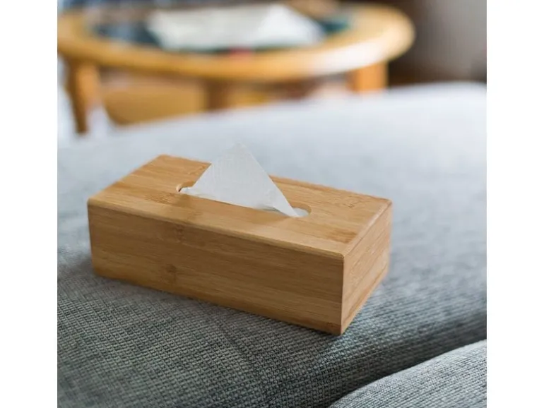 relaxdays Kosmetiktücherbox Beige, Holz