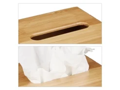 relaxdays Kosmetiktücherbox Beige, Holz