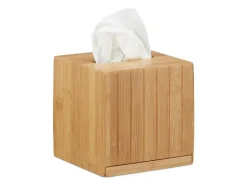 relaxdays Kosmetiktücherbox Beige, Holz