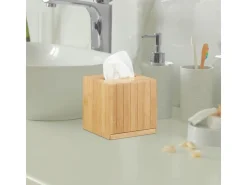 relaxdays Kosmetiktücherbox Beige, Holz