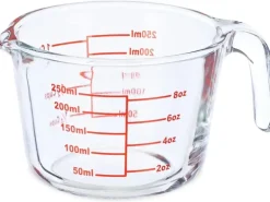 relaxdays Messbecher 250 ml, Rot/Transparent