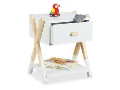 relaxdays Nachttisch für Kinder mit Schublade 34 x 42 cm