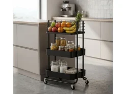 relaxdays Rollregal 45 x 77 x 34 cm, Schwarz