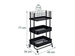 relaxdays Rollregal 45 x 77 x 34 cm, Schwarz