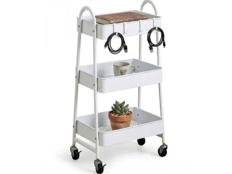 relaxdays Rollregal 44 x 80 x 32 cm, Weiss