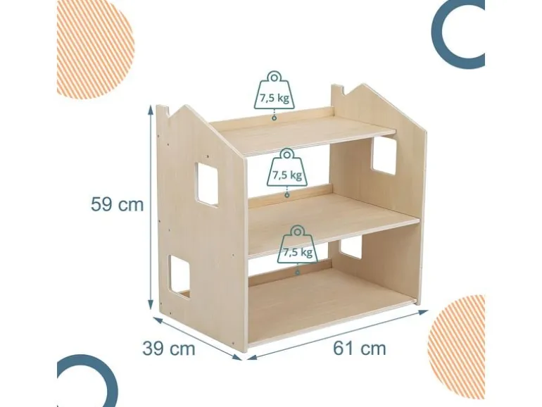 relaxdays Spielregal Holz Hellbraun 59 x 61 x 39 cm
