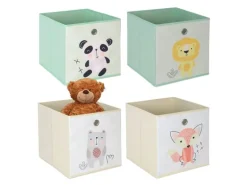 relaxdays Spielzeugbox Tiere 4 Stück