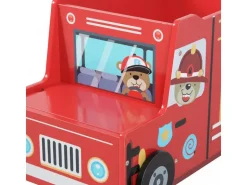 relaxdays Spielzeugkiste Feuerwehr, MDF, 34 x 60 x 32 cm, Rot