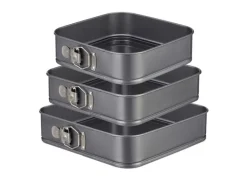 relaxdays Springformen Set 3-teilig Stahl Anthrazit eckig
