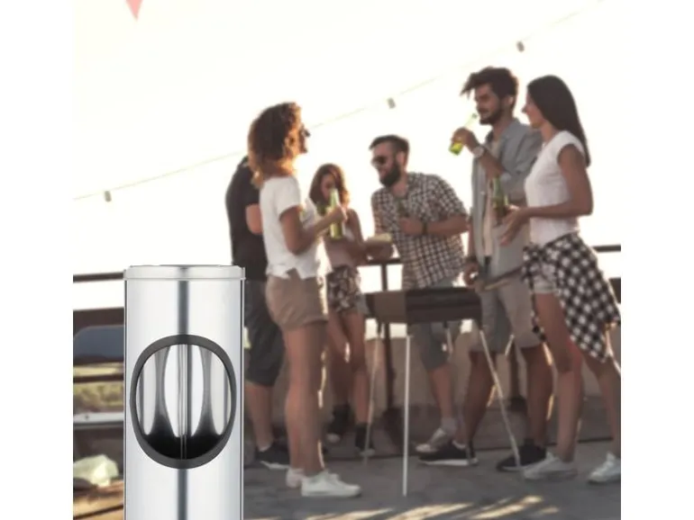 relaxdays Standascher aus Edelstahl Silber