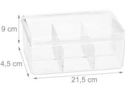 relaxdays Teebeutel-Box Transparent