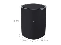 relaxdays Tischabfalleimer 1.5 l, Schwarz/Grau
