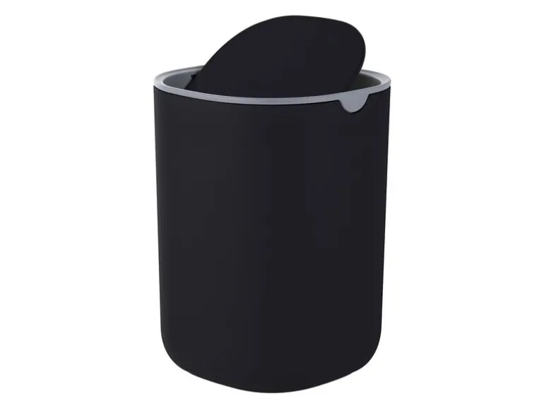 relaxdays Tischabfalleimer 1.5 l, Schwarz/Grau