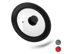 relaxdays Topfdeckel mit Silikonrand für Ø 20-24 cm, Schwarz