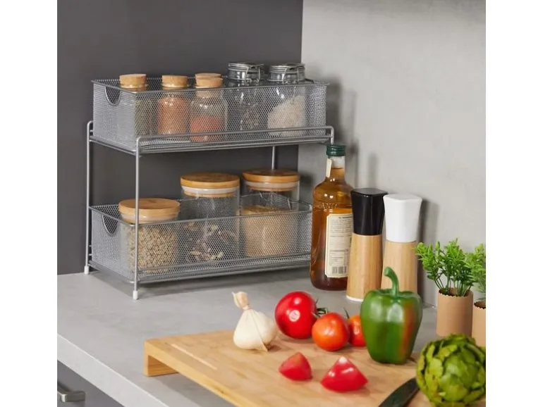 relaxdays Unterschrank-Organizer Weiss/Silber