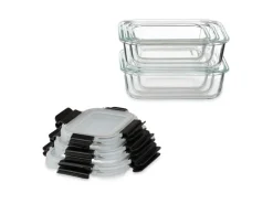 relaxdays Vorratsdose Set mit Deckel 12 Stück, Transparent