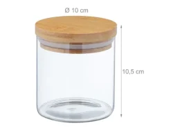 relaxdays Vorratsgläser 0.5 l, Transparent/Hellbraun