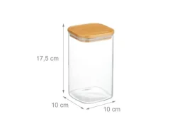 relaxdays Vorratsgläser 1.2 l, Transparent/Hellbraun