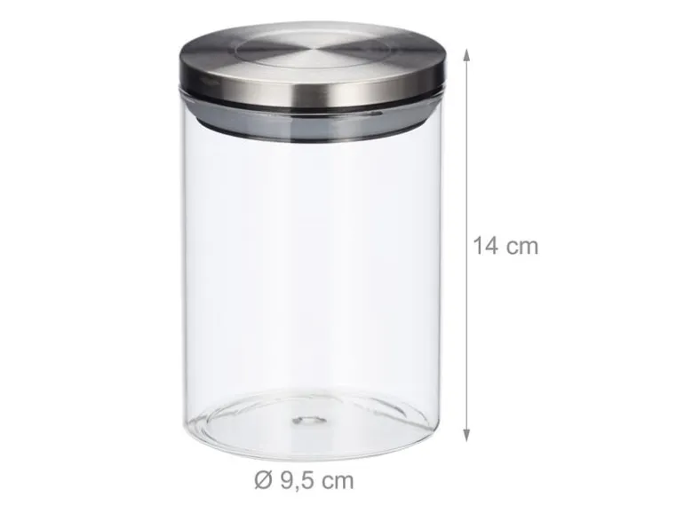 relaxdays Vorratsgläser 0.75 l, Transparent/Silber