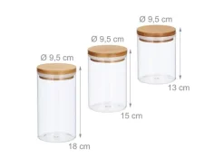 relaxdays Vorratsgläser 1 l, Transparent/Hellbraun