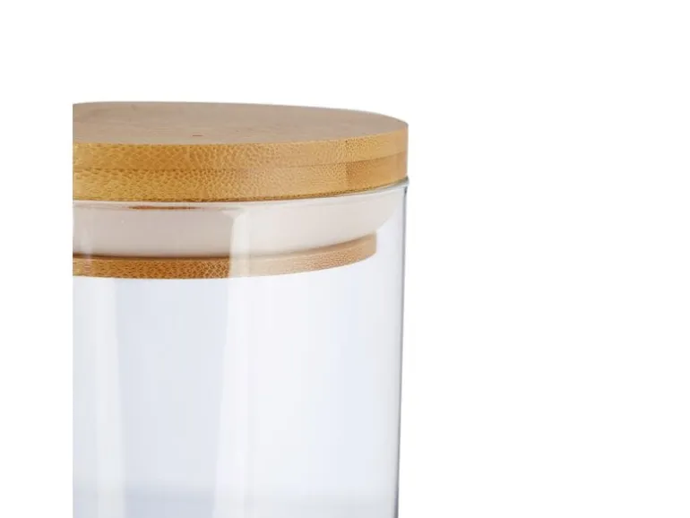 relaxdays Vorratsgläser 1 l, Transparent/Hellbraun