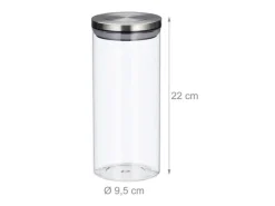 relaxdays Vorratsgläser 1.3 l, Transparent/Silber
