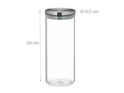 relaxdays Vorratsgläser 1.5 l, Transparent/Silber