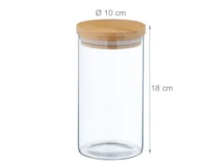relaxdays Vorratsgläser 1 l, Transparent/Beige/Hellbraun