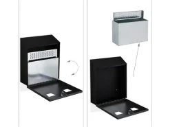 relaxdays Wandascher für aussen Schwarz/Silber