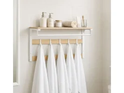 relaxdays Wandgarderobe 80 cm x 42 cm, Weiss/Braun