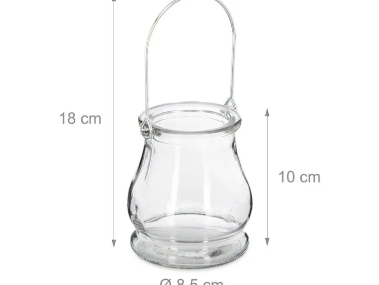 relaxdays Windlicht 10 cm, Glas, 12 Stück