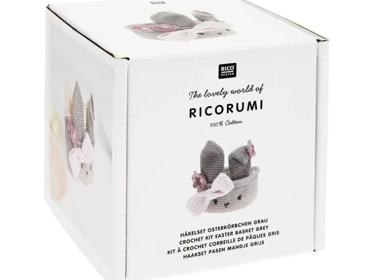 Rico Design Osterbastelset Häkeln Ricorumi Osterkörbchen, Grau