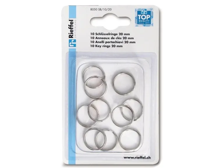 Robert Rieffel Schlüsselring 20 mm, 10 Stück, Silber