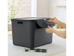 Rotho Recyclingbehälter ALBULA 2 tlg. 110 l, Blau/Anthrazit
