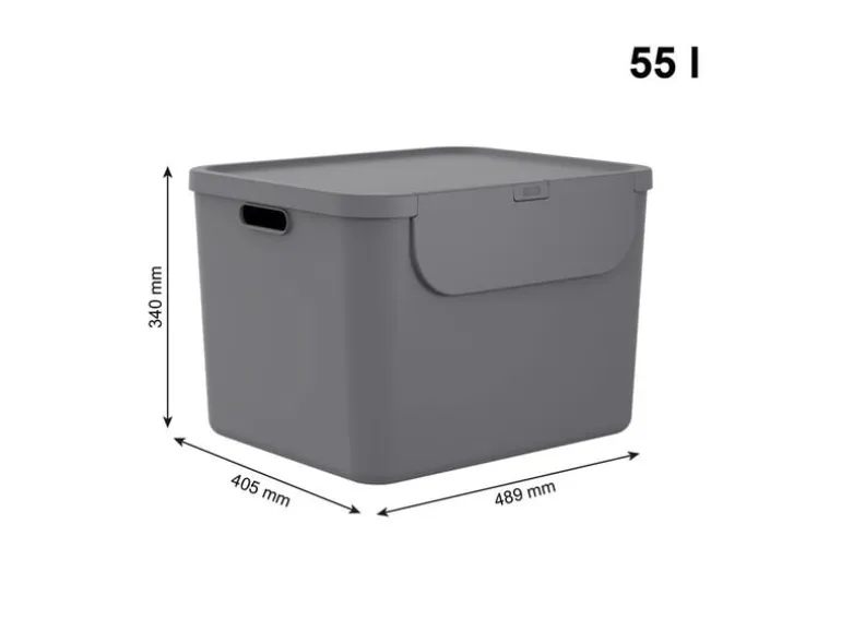 Rotho Recyclingbehälter ALBULA 2 tlg. 110 l, Blau/Anthrazit