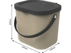 Rotho Recyclingbehälter Albula 6 l, Cappuccino
