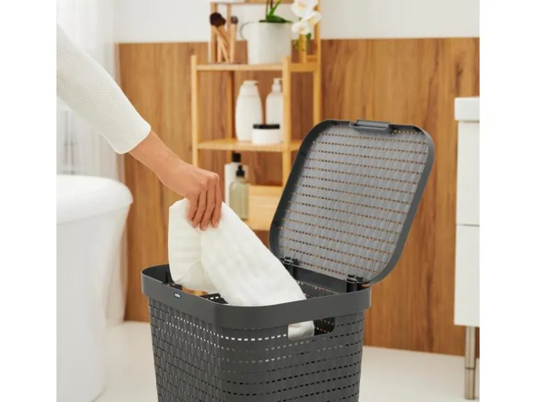 Rotho Wäschesammler Country 55 l, Anthrazit