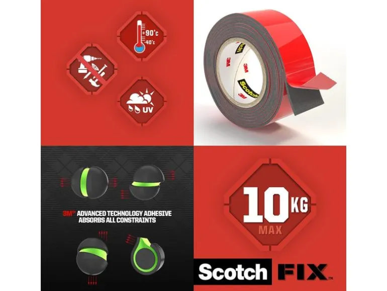 Scotch Aussenmontageband Extreme, 19 mm x 1.5 m, 1 Rolle, Schwarz