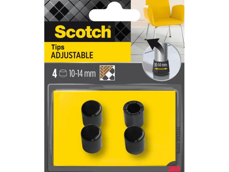 Scotch Bodenschoner Adjustable, Ø 10-14 mm, Schwarz, 4er Pack