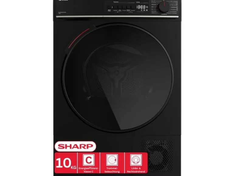 Sharp Wäschetrockner KD-WNHB0S9GMC 10 kg Schwarz Rechts