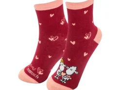 Sheepworld Socken Frauen Herzen 36 - 40, Rot
