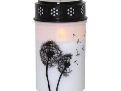 Star Trading LED Grabkerze Löwenzahn, Ø 7 x 12 cm, Weiss