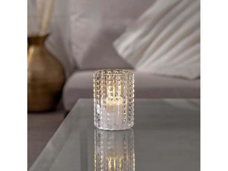 Star Trading LED-Kerze Flamme Dotty, Transparent, 13 cm