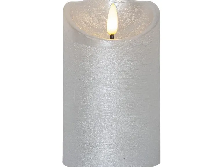 Star Trading LED-Kerze Flamme Rustic, Ø 7.5 x 12.5 cm, Silber