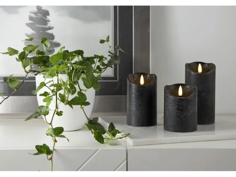 Star Trading LED-Kerze Flamme Rustic, Ø 7.5 x 10 cm, Schwarz